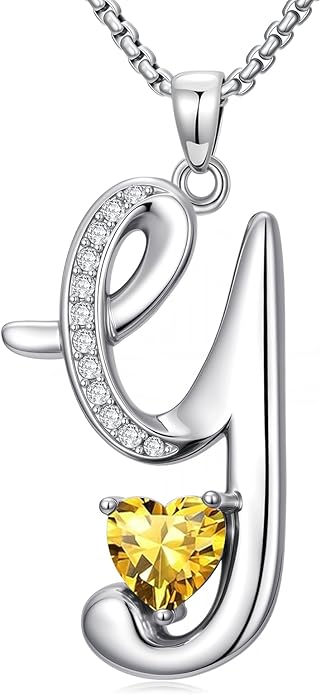 Christmas Gifts for Women Alphabet A to Z Initial Birthstone Pendant Necklaces for Women - 18k White Gold Plated Personalized Name Jewelry Valentine Mothers Day Birthday Gifts for Women Her Girlfriend