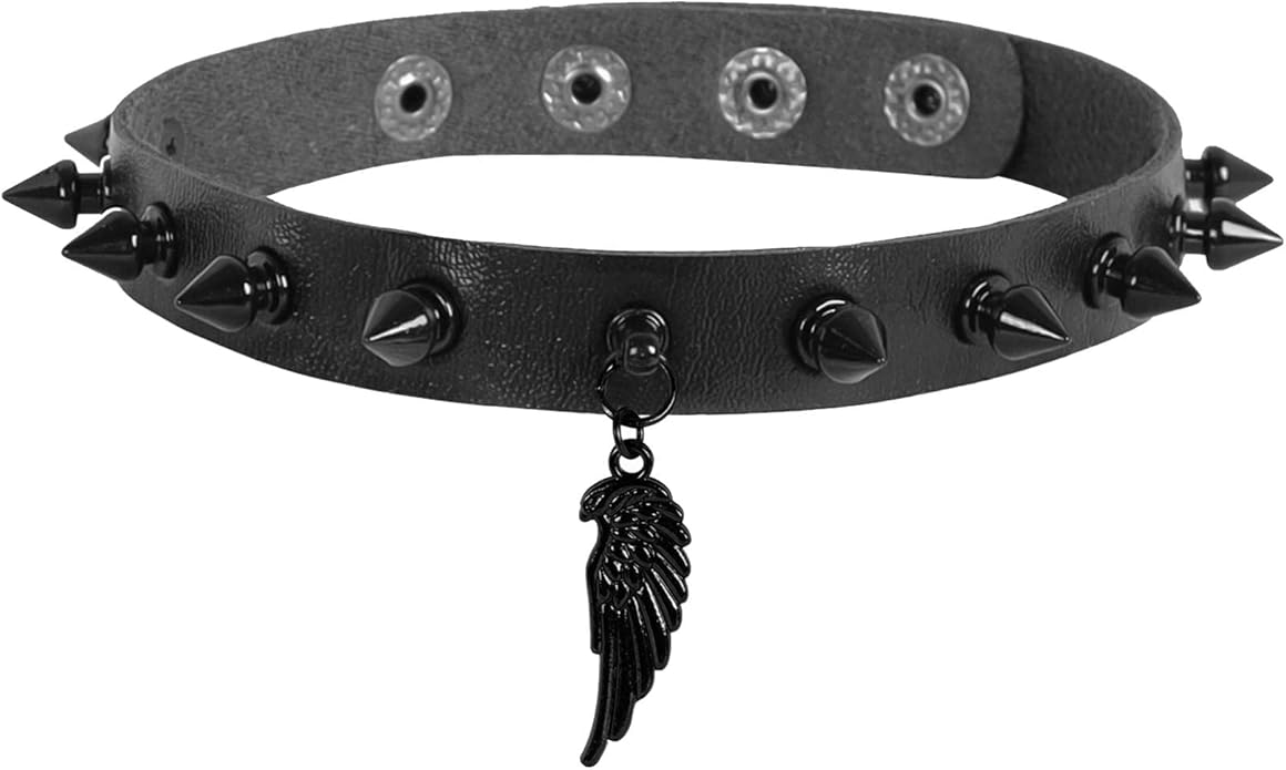 MILAKOO Punk Black Choker Gothic Spiked Rivets for Women Men with Charm Pendant Leather Necklace