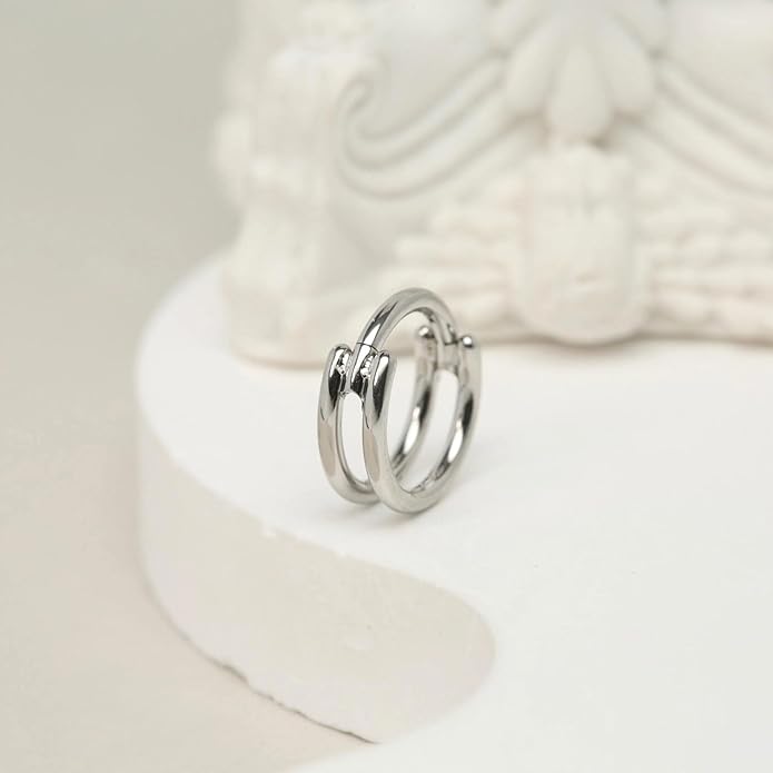 2 PCS Small Cartilage Double-Hoop Helix Conch Piercing Earrings With Cubic Zirconia For Women Trendy 14K Gold Plated Titanium Surgical Stainless Steel Sets Jewelry