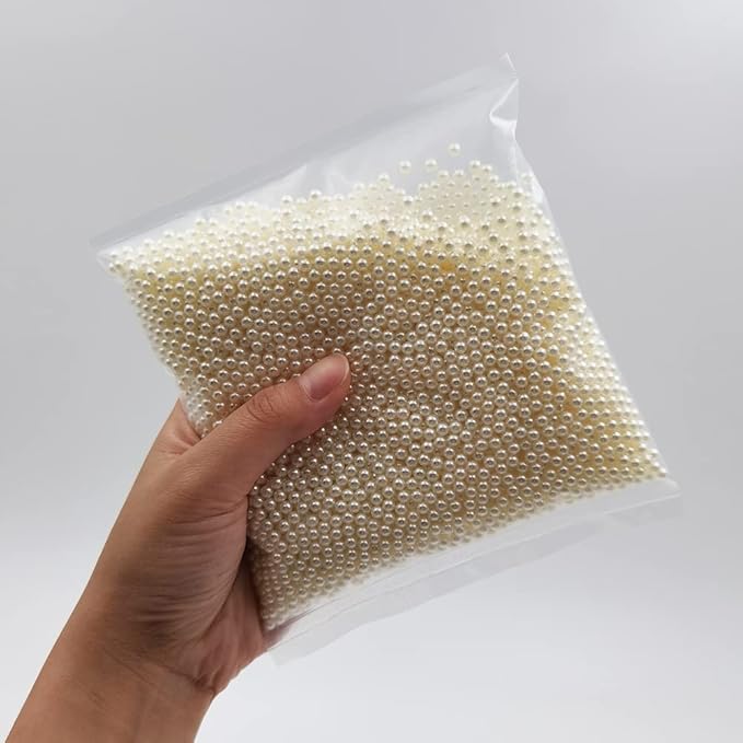 INSPIRELLE 6000pcs 4mm Ivory Polished ABS Undrilled Art Faux Pearls for Vase Fillers, No Hole Imitation Round Pearl Beads for Home Decoration