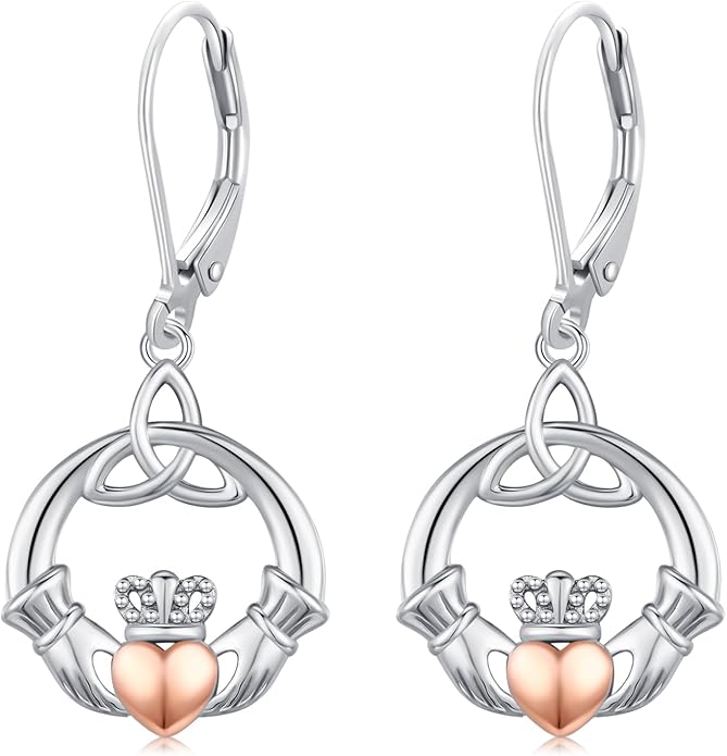 JUSTKIDSTOY St Patricks Day Earrings Gifts 925 Sterling Silver Four Leaf Clover Shamrock Earrings Irish Jewelry for Women Girls