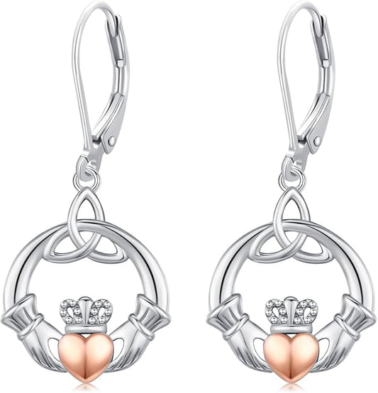 JUSTKIDSTOY St Patricks Day Earrings Gifts 925 Sterling Silver Four Leaf Clover Shamrock Earrings Irish Jewelry for Women Girls