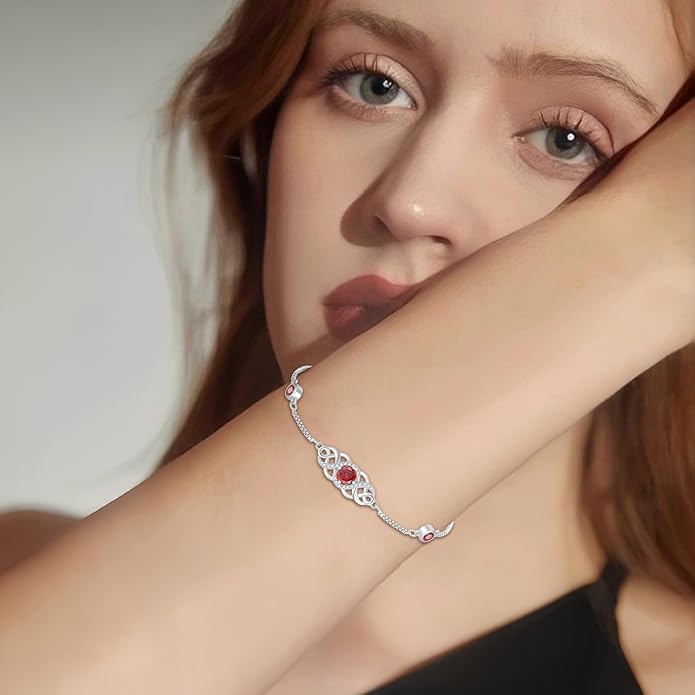 Infinity Celtic Knot Bracelet 925 Sterling Silver Birthstone Bracelet Irish Jewelry for Women