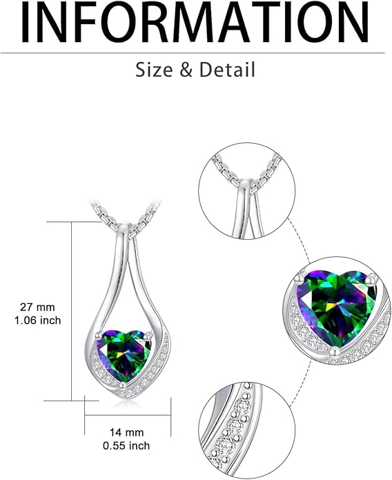 Birthstone Necklaces for Women,18k Yellow/White Gold Plated Forever Love Heart Infinity Pendant Necklace Anniversary Jewelry Christmas Birthday Gifts for Women Her Wife Girlfriend