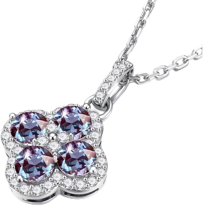 Iefil Valentines Day Gifts for Her - 925 Sterling Silver Birthstone Clover Necklace for Women, Anniversary Birthday Gifts for Women Wife Girlfriend Mom