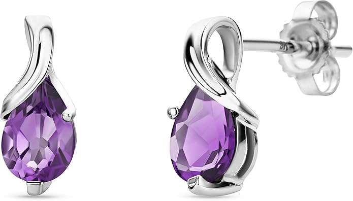 0.40Inch 14K Gold Earrings for Women in 14K White Gold/Yellow Gold 585 with Pear-Shape Rubies/Sapphires/Emeralds/Blue Topaz/Amethysts Gemstones, Handmade Jewelry for Women, Dangle Earrings