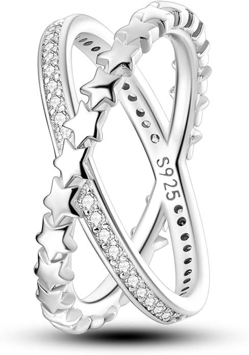 NARMO 925 Sterling Silver Rings for Women Evil Eyes Rings Entwined Line Cubic Zirconia Rings Simple Stackable Finger Rings Engagement Ring Personality Rings Size 6-9