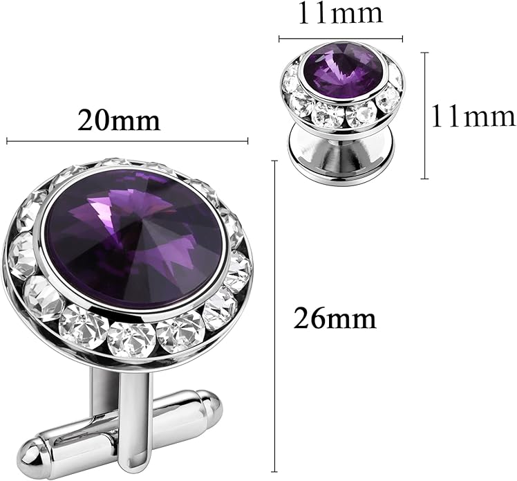 HAWSON Birthstone Tuxedo Studs and Cufflinks Set for Men's Suit Tuxedo Formal Dress Shirt Wedding Business Party Accessories