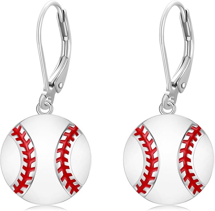 JUSTKIDSTOY 925 Sterling Silver Ball Earrings Sports Leverback Dangle Drop Earrings Jewelry Gifts for Women Girls