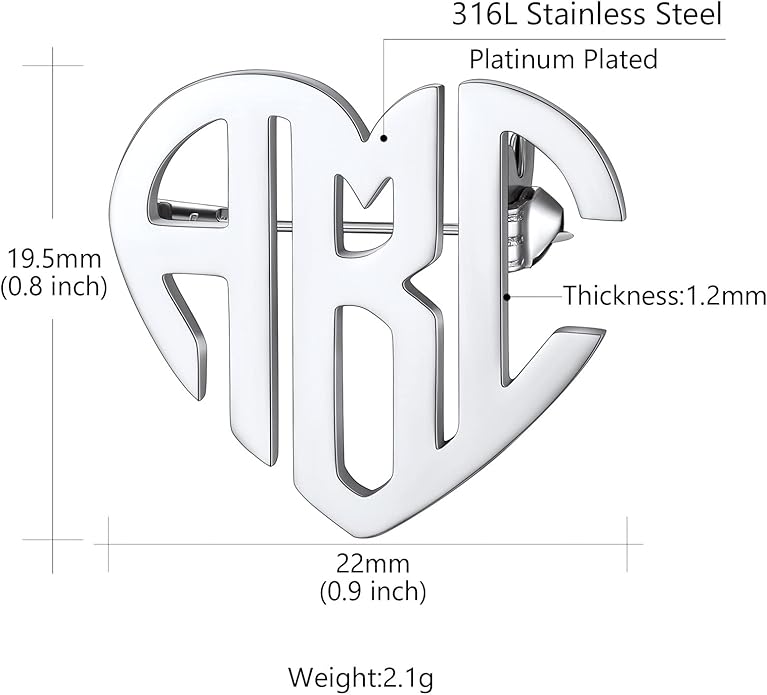 Custom4U Custom Name Pin Personalized Brooch Pins for Women Men Stainless Steel Name Tag with Letters/Initials - Silver/Gold/RoseGold/Black Customized Jewelry Gifts for Birthday Wedding Business Party