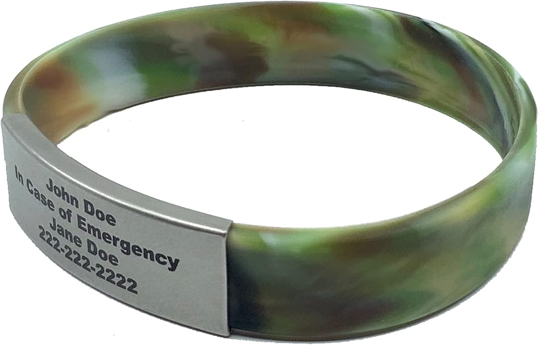 Personalized Medical Alert Bracelet for Men & Women – Custom Engraved Waterproof Silicone Wristband with Stainless Steel ID Plate – Medical ID Bracelet for Allergies, Conditions, ICE Info & Emergency Card