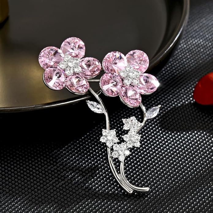 UNVAK Rhinestone Flower Brooch - Crystal Flower Pin for Women - Valentine's Day & Mother's Day Gift