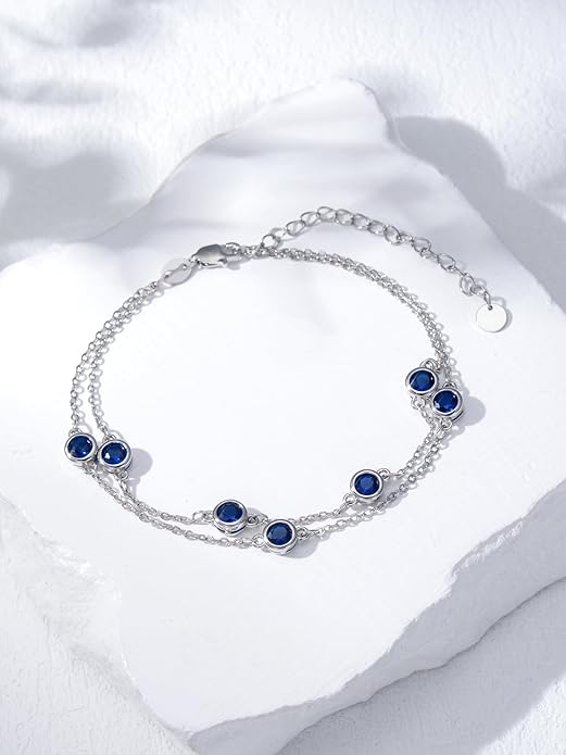 Dorunmo Birthstone Anklet Bracelets for Women 925 Sterling Silver Birthday Mother's Day Jewelry Gifts for Wife Mother Her