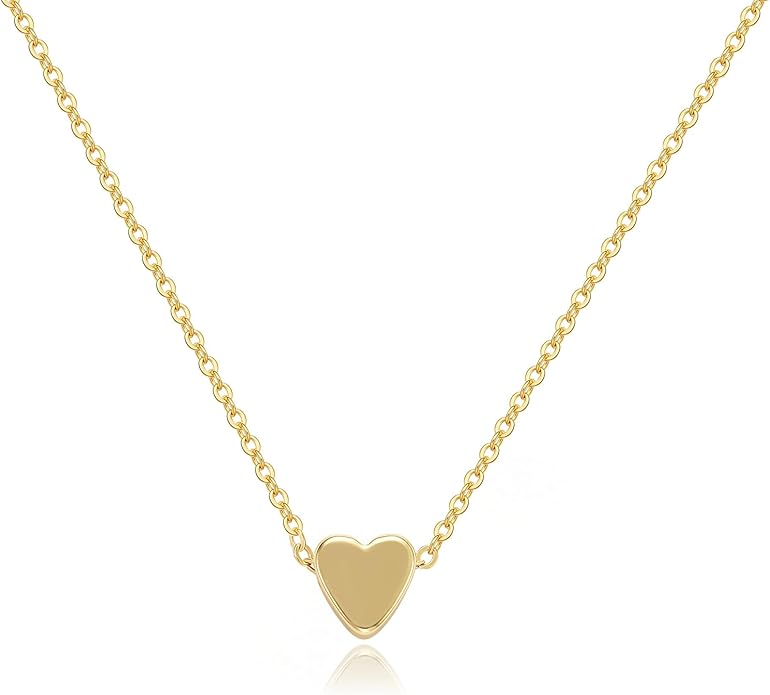 Foxgirl Gold Heart Necklaces for Women 14k Gold Plated Pendant Necklace Simple Cute Necklaces for Women Dainty Layered Choker Necklaces for Women Gold Jewelry for Teen Girls