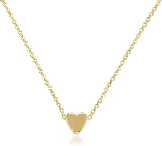 Foxgirl Gold Heart Necklaces for Women 14k Gold Plated Pendant Necklace Simple Cute Necklaces for Women Dainty Layered Choker Necklaces for Women Gold Jewelry for Teen Girls
