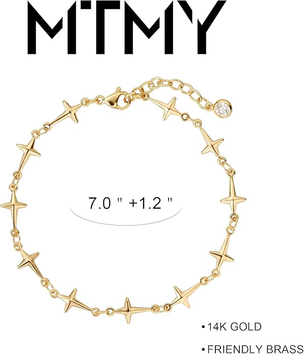 MTMY Gold Chain Bracelet for Women 14K Gold Plated Dainty Bracelets with Adjustable Chain Cute Bracelet Gold Trendy Jewelry