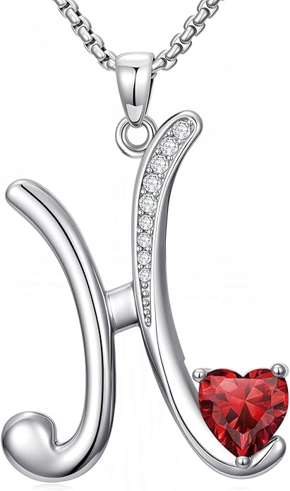 Christmas Gifts for Women Alphabet A to Z Initial Birthstone Pendant Necklaces for Women - 18k White Gold Plated Personalized Name Jewelry Valentine Mothers Day Birthday Gifts for Women Her Girlfriend
