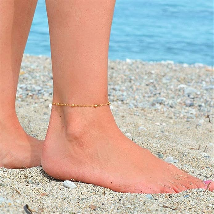Personalized Name Ankle Bracelet for Women Custom Layered Name Anklet with Initials 18K Gold Plated Graduation Gift Customized Anklets for Women 8.7”-10.7”