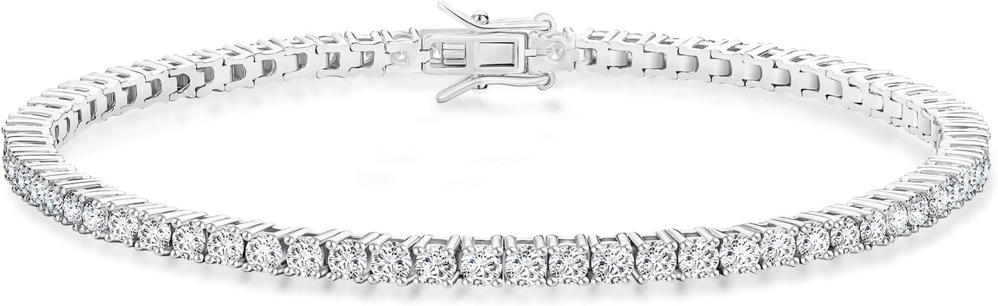 KRKC Tennis Bracelet for Women 14K White Gold Plated, AAAAA+ Classic Cubic Zirconia Bracelet with 2mm-5mm Width, Durable Gold Bracelets Jewelry Christmas Gift, Size 6.5-8 Inches Hypoallergenic