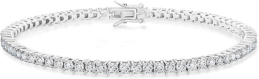 KRKC Tennis Bracelet for Women 14K White Gold Plated, AAAAA+ Classic Cubic Zirconia Bracelet with 2mm-5mm Width, Durable Gold Bracelets Jewelry Christmas Gift, Size 6.5-8 Inches Hypoallergenic