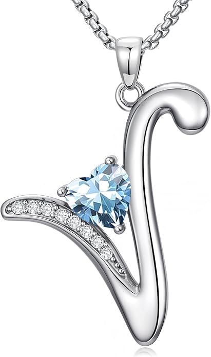 Christmas Gifts for Women Alphabet A to Z Initial Birthstone Pendant Necklaces for Women - 18k White Gold Plated Personalized Name Jewelry Valentine Mothers Day Birthday Gifts for Women Her Girlfriend
