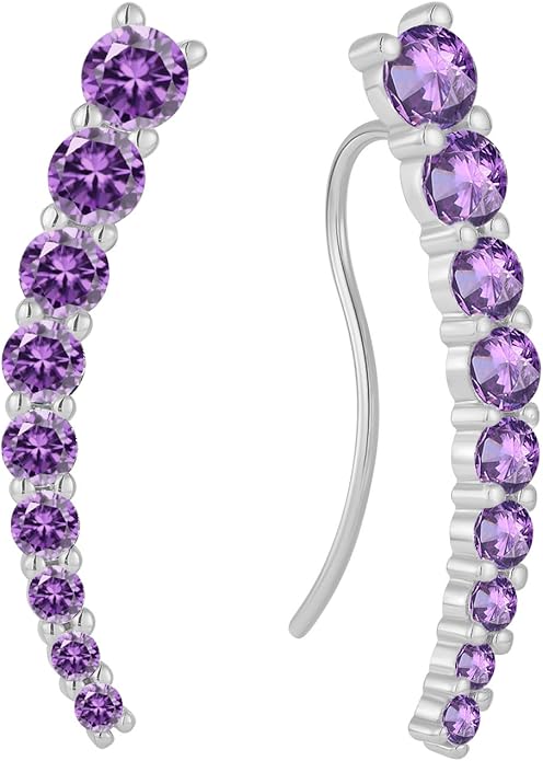 Climber Earrings for Women 925 Sterling Silver Ear Crawler Earrings White/Yellow/Rose Gold Plated Cubic Zirconia Earrings Jewelry