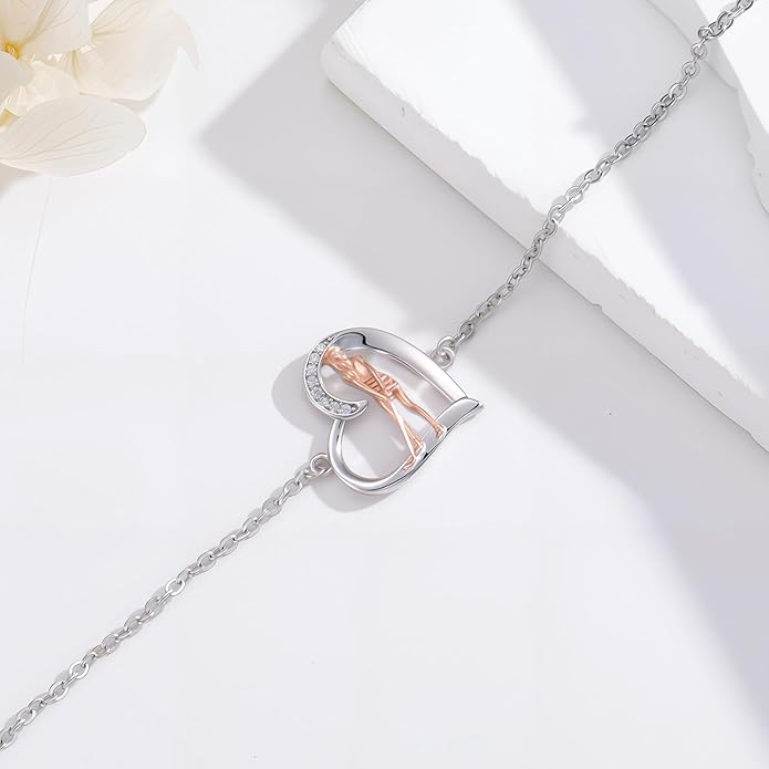 Volleyball/Tennis/Golf Bracelet 925 Sterling Sliver Heart Sports Bracelets Jewelry Gifts for Women Mom Lover Player