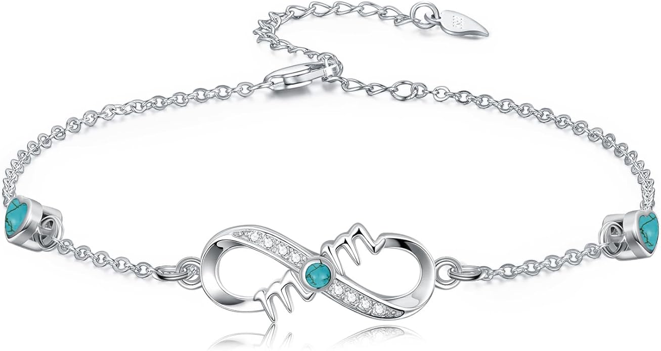 Dorunmo Infinity Bracelet Mom Bracelet 925 Sterling Silver 14K Gold Plated Infinity Heart Anklet for Women Christmas Jewelry Gifts for Wife Mom Daughter
