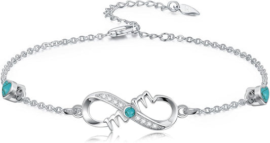 Dorunmo Infinity Bracelet Mom Bracelet 925 Sterling Silver 14K Gold Plated Infinity Heart Anklet for Women Christmas Jewelry Gifts for Wife Mom Daughter