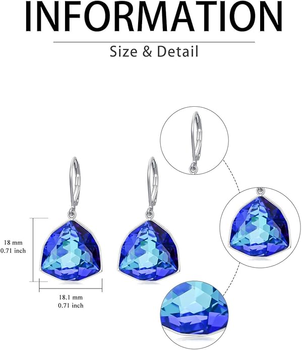 TOUPOP Leverback Earrings for Women Sterling Silver Simple Geometric Birthstone Dangle Drop Earrings Jewelry Christmas Valentine Mothers Day Birthday Gifts for Women Her Wife