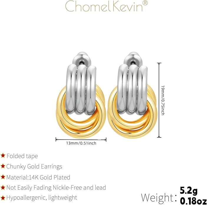 Trendy 14K Gold Plated Knot Earrings are Thick and Charming Pendant Earrings for Women They are Lightweight Hypoallergenic Fashion Accessories Jewelry Gifts for Women