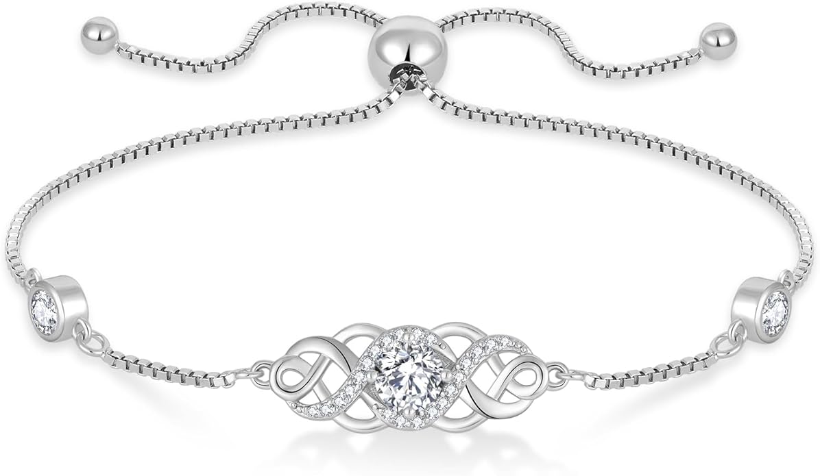 Infinity Celtic Knot Bracelet 925 Sterling Silver Birthstone Bracelet Irish Jewelry for Women
