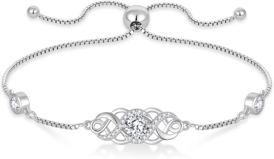Infinity Celtic Knot Bracelet 925 Sterling Silver Birthstone Bracelet Irish Jewelry for Women