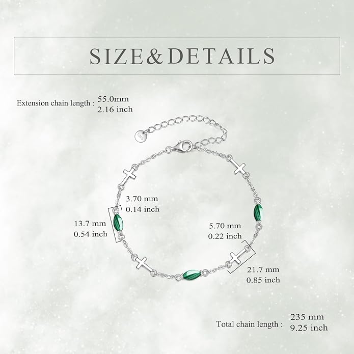 CRMAD Cross/Heart/Infinity/Star of David Bracelet for Women Sterling Silver Opal/Malachite/Moonstone Bracelet Cross Jewelry Gift for Women