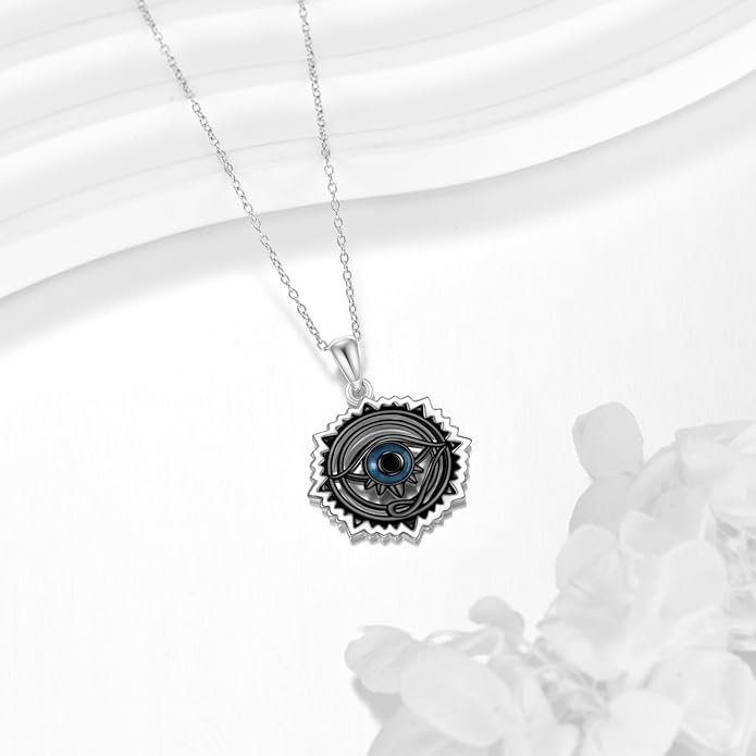 Evil Eye Necklace 925 Sterling Silver Evil Eye Pendant Necklace Greek Protection Jewelry Gifts Lucky Necklace for Women Men