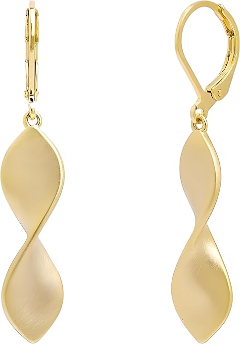 Twisted Dangle Earrings for Women Hypoallergenic Handmade Earrings Spiral Leverback Drop Dangle Earrings Trendy for Women Jewelry Gifts Silver/14k Gold Plated.