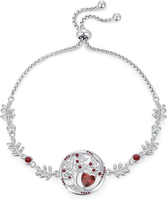 Tree of Life Birthstone Bracelets Sterling Silver Bracelets Charm Jewelry Birthday Gifts for Women,Girlfriend,Wife,Mom - Graduation, Friendship,Birthday, Anniversary