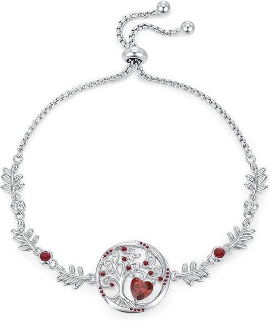 Tree of Life Birthstone Bracelets Sterling Silver Bracelets Charm Jewelry Birthday Gifts for Women,Girlfriend,Wife,Mom - Graduation, Friendship,Birthday, Anniversary