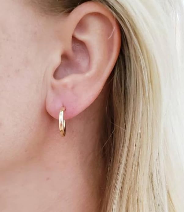 Minimalist Hoops for Women - 14K Gold Open Huggie Hoop Earrings, Hypoallergenic Tiny Hoops in Gold and Silver (Set of 1-5 Pairs)