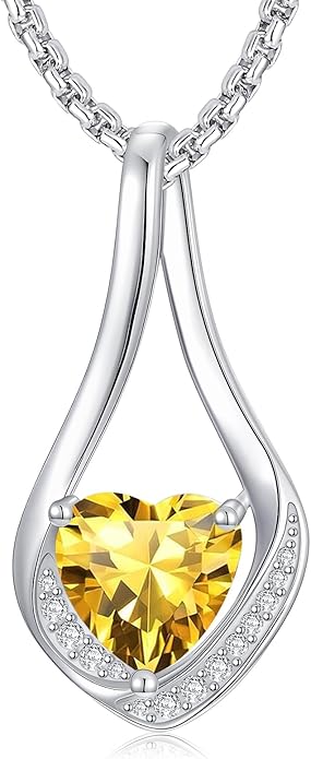 Birthstone Necklaces for Women,18k Yellow/White Gold Plated Forever Love Heart Infinity Pendant Necklace Anniversary Jewelry Christmas Birthday Gifts for Women Her Wife Girlfriend