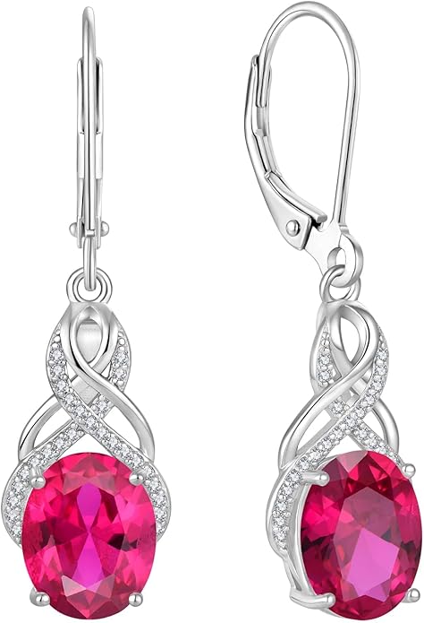Starchenie 925 Sterling Silver Earrings for Women Infinity Dangle Earrings Amethyst Oval Cut Birthstone Jewelry Gift