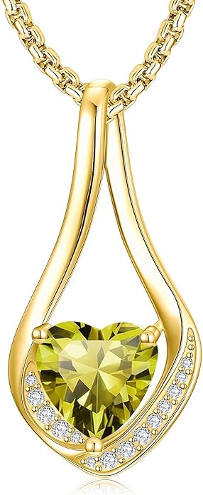 Birthstone Necklaces for Women,18k Yellow/White Gold Plated Forever Love Heart Infinity Pendant Necklace Anniversary Jewelry Christmas Birthday Gifts for Women Her Wife Girlfriend
