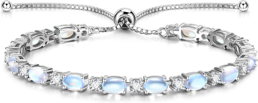 FANCIME Birthstone Tennis Bracelets Sterling Silver Bolo Tennis Bracelets Charm Fine Jewelry Birthday Gifts for Women Mom Wife Her