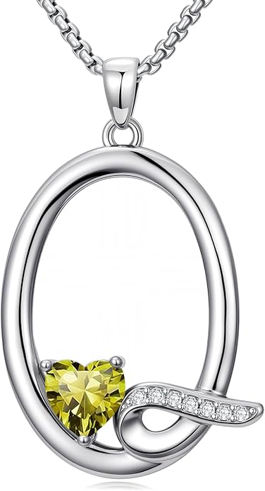 Christmas Gifts for Women Alphabet A to Z Initial Birthstone Pendant Necklaces for Women - 18k White Gold Plated Personalized Name Jewelry Valentine Mothers Day Birthday Gifts for Women Her Girlfriend