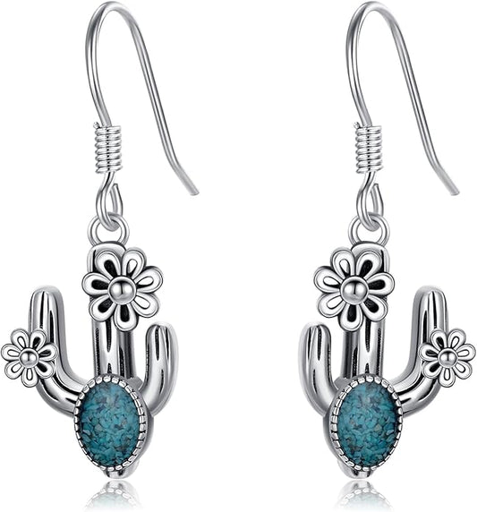 Western Earrings for Women 925 Sterling Silver Turquoise Western Country Dangle Drop Earrings Country Jewelry Gifts for Cowgirl Cowboy