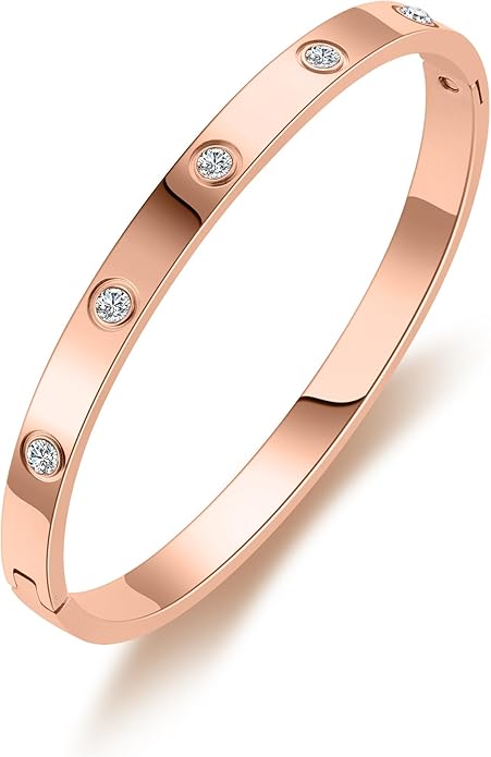 RIMRIVA 18K Gold-plated Bracelets for Women Friendship Love Bangle Bracelets Stainless Steel Bracelet Jewelry Birthday Gifts for Women Stocking Stuffers