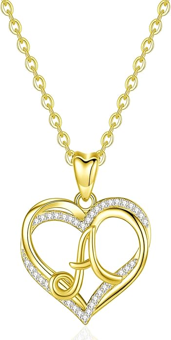 INFUSEU Unique Initial Necklaces for Women Girls Small Heart Letter Jewelry, Meaningful Personalized Gifts