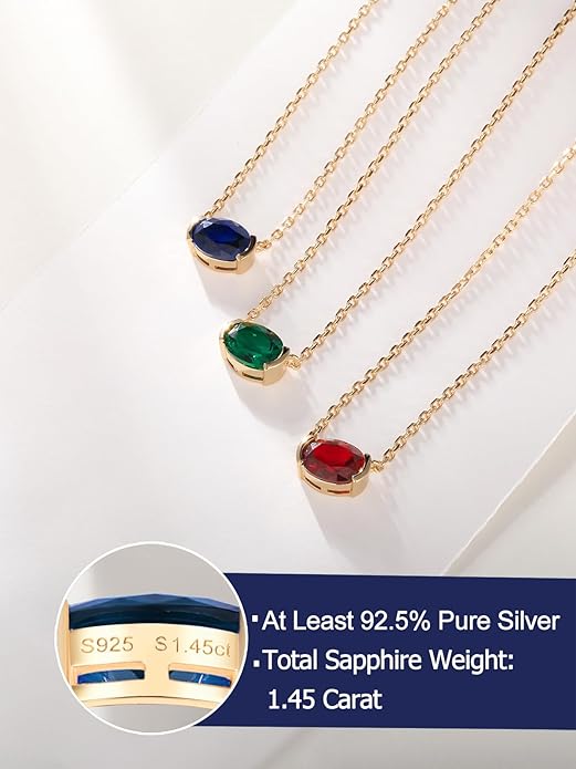 CYW Moissanite/Ruby/Sapphire/Emerald Dainty Pendant Necklace for Women, Novelty Design, Really Authentic Solid 925 Sterling Silver, 16"/18"/20" Adjustable, Birthday Anniversary Valentines Gift