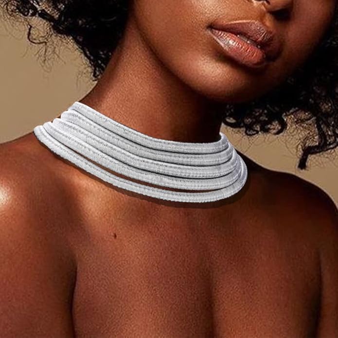 African Choker Necklace Gold Rope Weave Collar Layered Boho Tribal Chokers Multilayer Statement Party Jewelry Accessories for Women