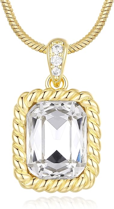 Valentine's Day Gifts for Her-18K Gold Plated Dainty Square Crystal Birthstone Necklace,Gold Jewelry for Women,Anniversary Birthday Gifts for Women Her Wife Girlfriend Mom Womens Necklace Jewelry